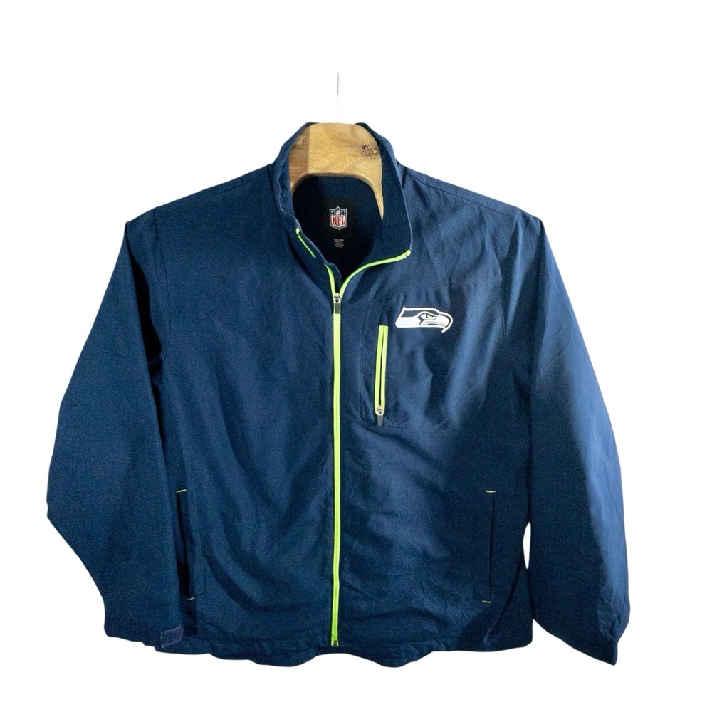 NFL Seattle Seahawks Full Zip Fleece‎ Lined Soft Shell Jacket Mens 2XL